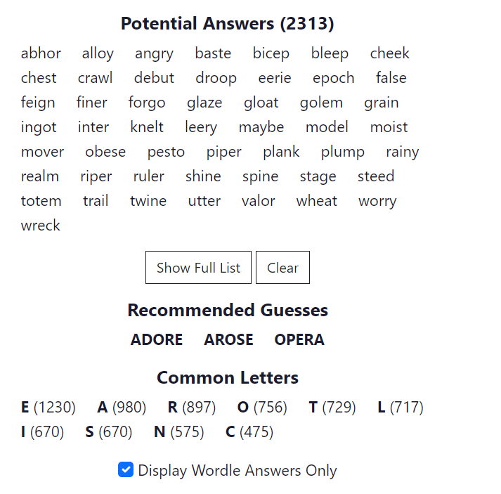 Try Hard Guides Wordle Tool